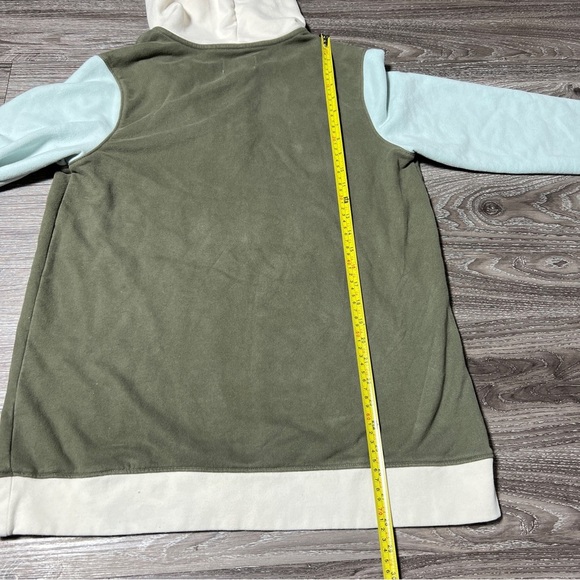 Lands' End Women Size M 10-12 Green and Cream Colorblock Hoodie - Picture 5 of 7